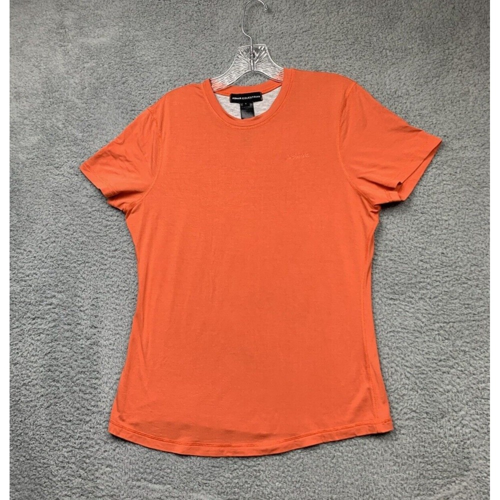 Asmar Equestrian Shirt Womens Large Orange Bamboo Blend Short Sleeves